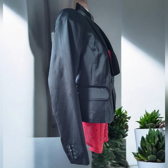 Chapter One 'Tuxedo' Black Satin Lined Blazer Suit Jacket Ladies Size 10 - Picture 2 of 10